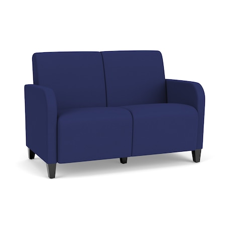Siena Lounge Reception 2 Seat Tandem Seating No Center Arm, Walnut, OH Cobalt Upholstery